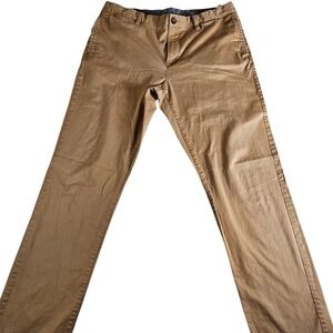 Wallin & Bros‎ Chino Pants Men 36x34 Tan Stretch Slim Button & Zip Fly Casual